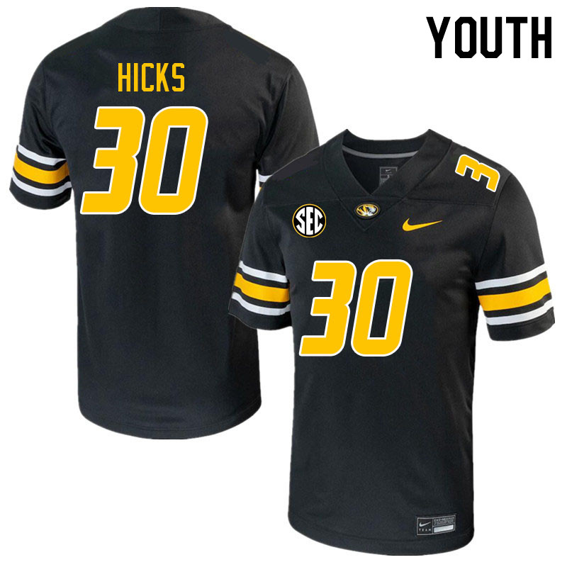 Youth #30 Chuck Hicks Missouri Tigers College 2023 Football Stitched Jerseys Sale-Black